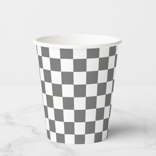 Classic grey checkerboard pappbecher (Vorderseite)