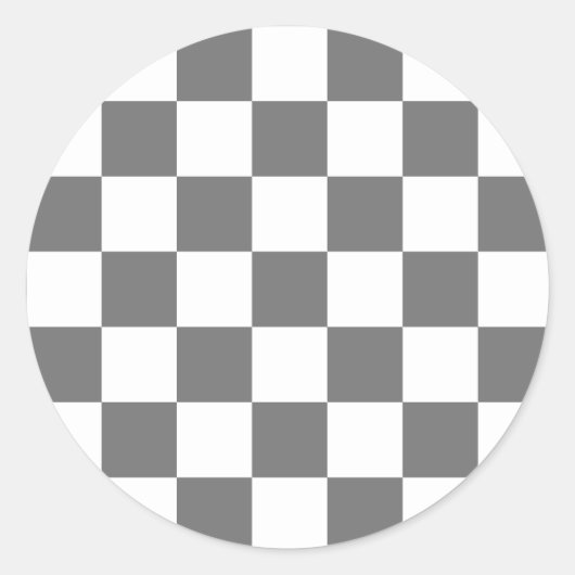 Classic grey checkerboard runder aufkleber (Vorderseite)