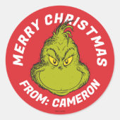 Classic Grinch | Frohe Weihnachten Runder Aufkleber (Vorderseite)