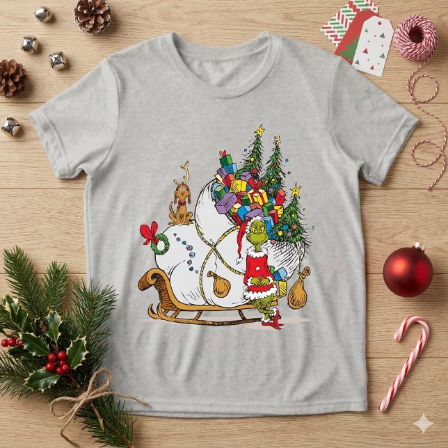 Classic Grinch | Grinch & Max mit Sleigh Tri-Blend Shirt (Von Creator hochgeladen)