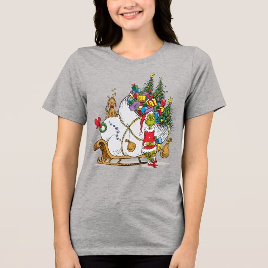 Classic Grinch | Grinch & Max mit Sleigh Tri-Blend Shirt (Vorderseite)