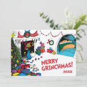 Classic Grinch | Kneipe Feiertagskarte (Stehend Vorderseite)
