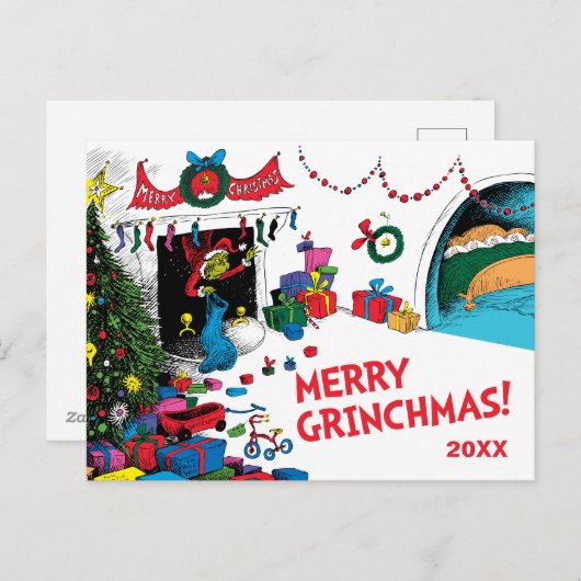 Classic Grinch | Kneipe Feiertagspostkarte (Vorne/Hinten)