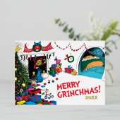 Classic Grinch | Kneipe Folien Feiertagskarte (Stehend vorne)