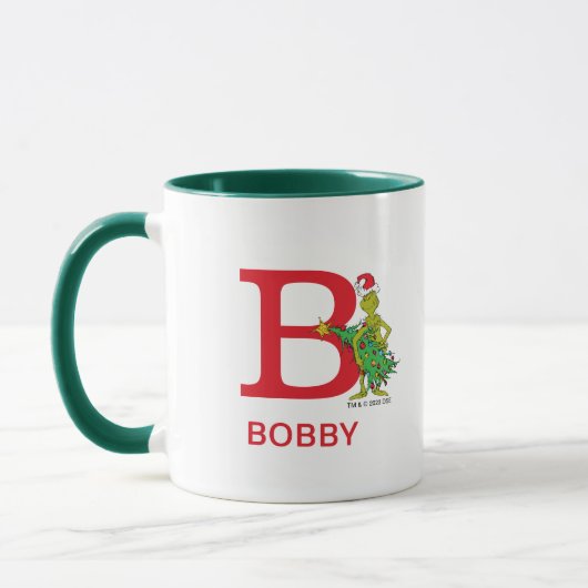 Classic Grinch | Name und Monogramm B Tasse (Links)