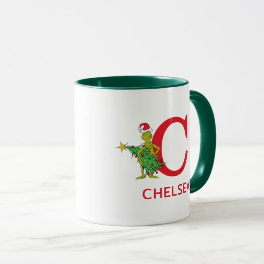 Classic Grinch | Name und Monogramm C Tasse (VorderseiteRechts)