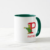 Classic Grinch | Name und Monogramm P Tasse (VorderseiteRechts)