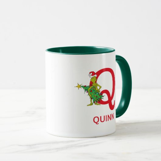 Classic Grinch | Name und Monogramm Q Tasse (VorderseiteRechts)