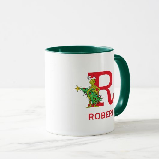Classic Grinch | Name und Monogramm R Tasse (VorderseiteRechts)