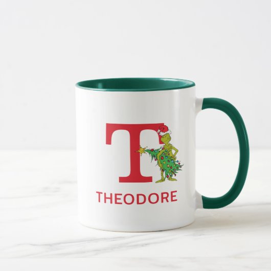 Classic Grinch | Name und Monogramm T Tasse (Rechts)