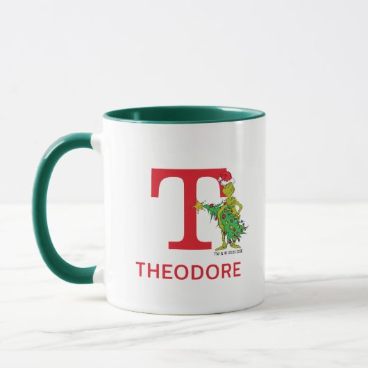 Classic Grinch | Name und Monogramm T Tasse (Links)