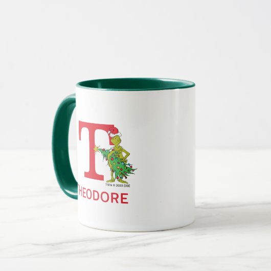 Classic Grinch | Name und Monogramm T Tasse (Vorderseite Links)