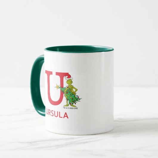 Classic Grinch | Name und Monogramm U Tasse (Vorderseite Links)