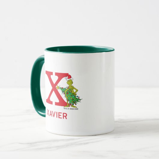 Classic Grinch | Name und Monogramm X Tasse (Vorderseite Links)