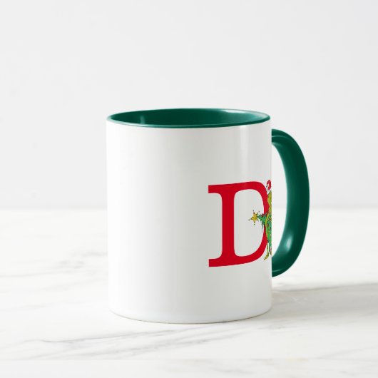 Classic Grinch | Naughty Monogram D Tasse (VorderseiteRechts)
