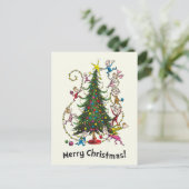 Classic Grinch | Weihnachtsbaum Feiertagspostkarte (Stehend Vorderseite)
