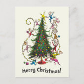 Classic Grinch | Weihnachtsbaum Feiertagspostkarte (Vorderseite)