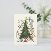 Classic Grinch | Weihnachtsbaum Feiertagspostkarte (Stehend Vorderseite)