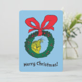 Classic Grinch | Weihnachtskranz Feiertagskarte (Stehend Vorderseite)