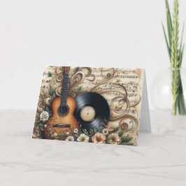 Classic Guitar and Sheet Music Christmas Feiertagskarte