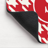 Classic Hahnentrittmuster Cherry Red & White Monog Mousepad (Ecke)