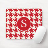 Classic Hahnentrittmuster Cherry Red & White Monog Mousepad (Mit Mouse)