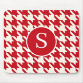 Classic Hahnentrittmuster Cherry Red & White Monog Mousepad (Vorne)