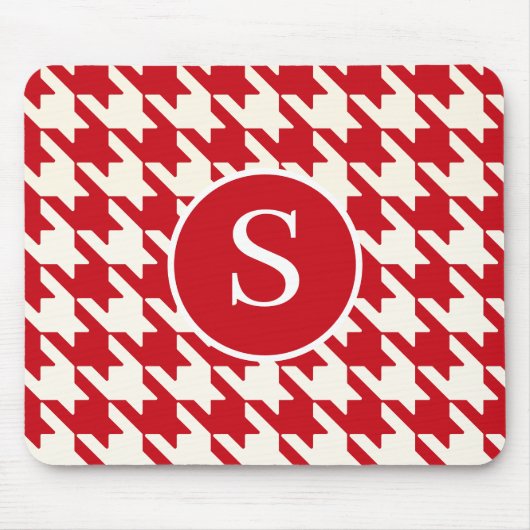Classic Hahnentrittmuster Cherry Red & White Monog Mousepad (Vorne)