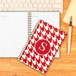Classic Hahnentrittmuster Cherry Red & White Monog Planer