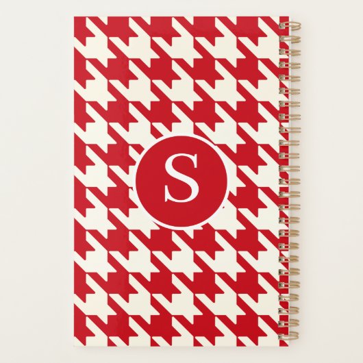 Classic Hahnentrittmuster Cherry Red & White Monog Planer (Rückseite)