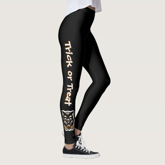 Classic Halloween Cat | Dunkler Trick oder Behandl Leggings (Rechts)