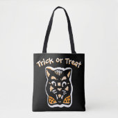 Classic Halloween Cat | Dunkler Trick oder Behandl Tasche (Vorderseite)