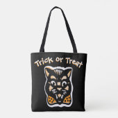 Classic Halloween Cat | Dunkler Trick oder Behandl Tasche (Rückseite)