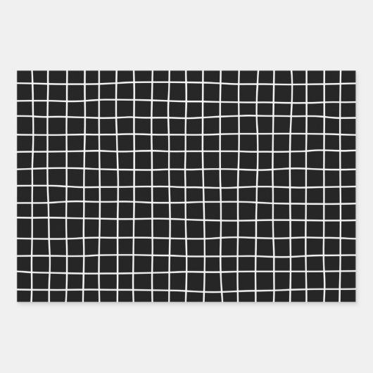 Classic Hand Drawn Grid Pattern White Gray Black Geschenkpapier Set (Vorderseite 3)