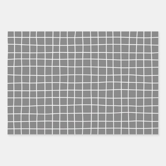 Classic Hand Drawn Grid Pattern White Gray Black Geschenkpapier Set (Vorderseite 2)