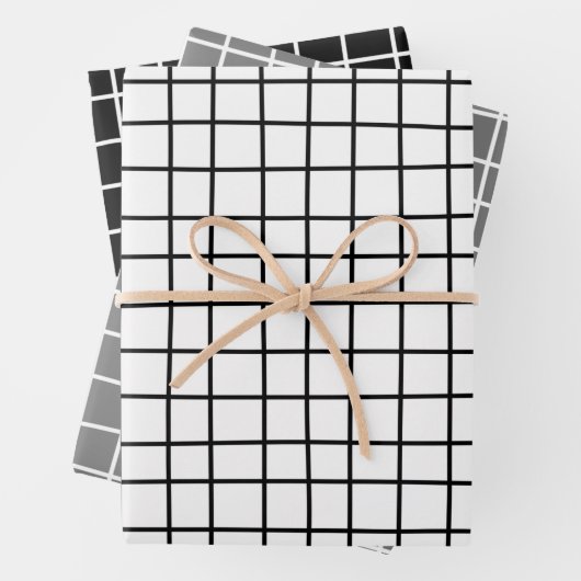 Classic Hand Drawn Grid Pattern White Gray Black Geschenkpapier Set (Beispiel)