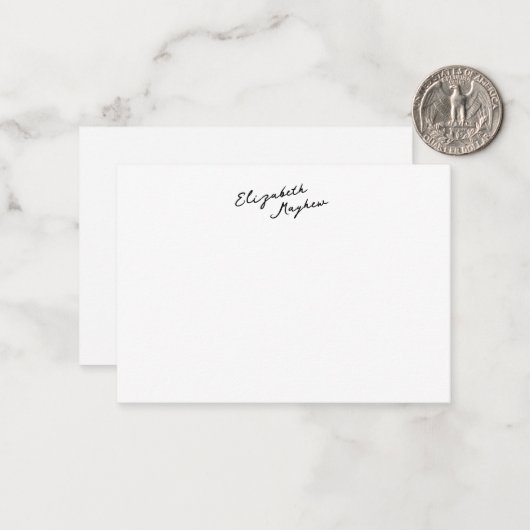 Classic Handwritten Name Monogram Flat Note Cards Mitteilungskarte (Vorderseite/Rückseite Beispiel)