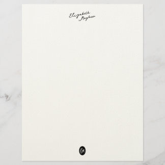 Classic Handwritten Name Monogram Letterhead Briefbogen