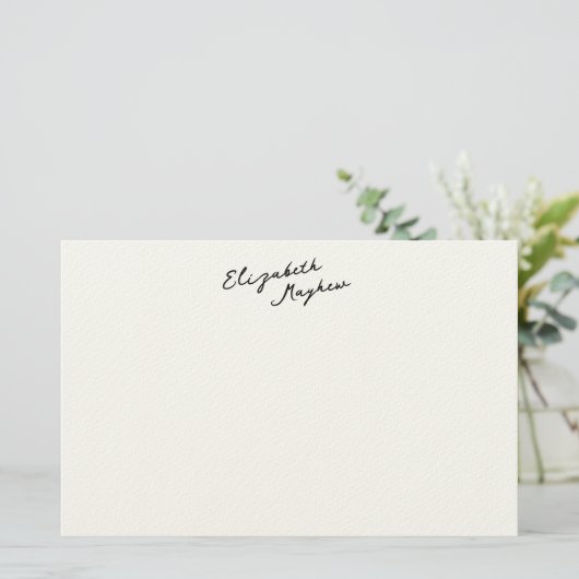 Classic Handwritten Name Monogram Stationery Briefpapier (Stehend Vorderseite)