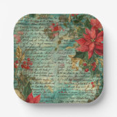 Classic Handwritten Poinsettia Christmas Holiday Pappteller (Vorderseite)