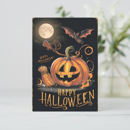 Classic Happy Halloween Grußkarte Nr. 2 Einladung (Stehend Vorderseite)