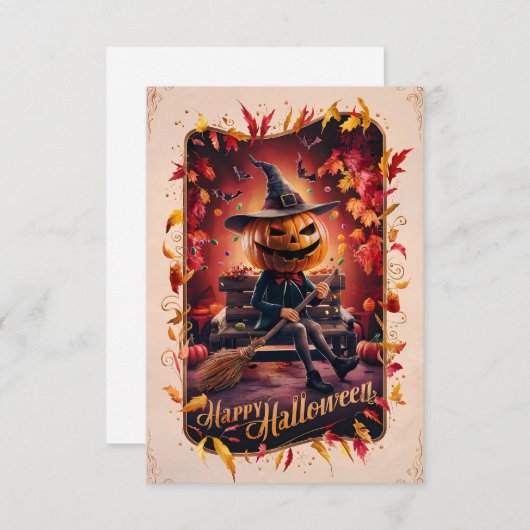 Classic Happy Halloween Grußkarte Nr. 4 Einladung (Vorne/Hinten)