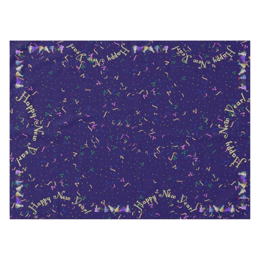 Classic Happy New Year - Confetti und Party Hats Tischdecke (Vorderseite (Horizontal))