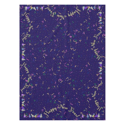 Classic Happy New Year - Confetti und Party Hats Tischdecke (Vorderseite)