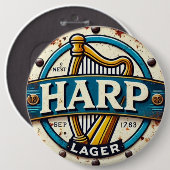 Classic Harp Lager Beer Logo Round Button (Vorne & Hinten)