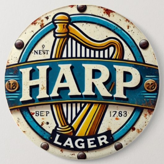 Classic Harp Lager Beer Logo Round Button (Vorderseite)