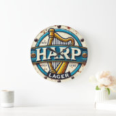 Classic Harp Lager Beer Logo Round Große Wanduhr (Zuhause)