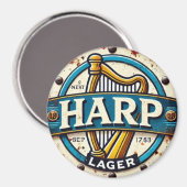 Classic Harp Lager Beer Logo Round Magnet (Vorderseite/Rückseite)