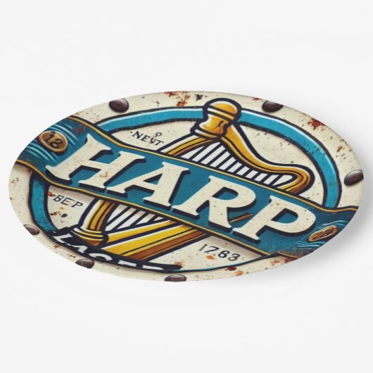 Classic Harp Lager Beer Logo Round Pappteller (Schrägansicht)