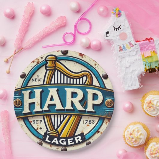 Classic Harp Lager Beer Logo Round Pappteller (Party)